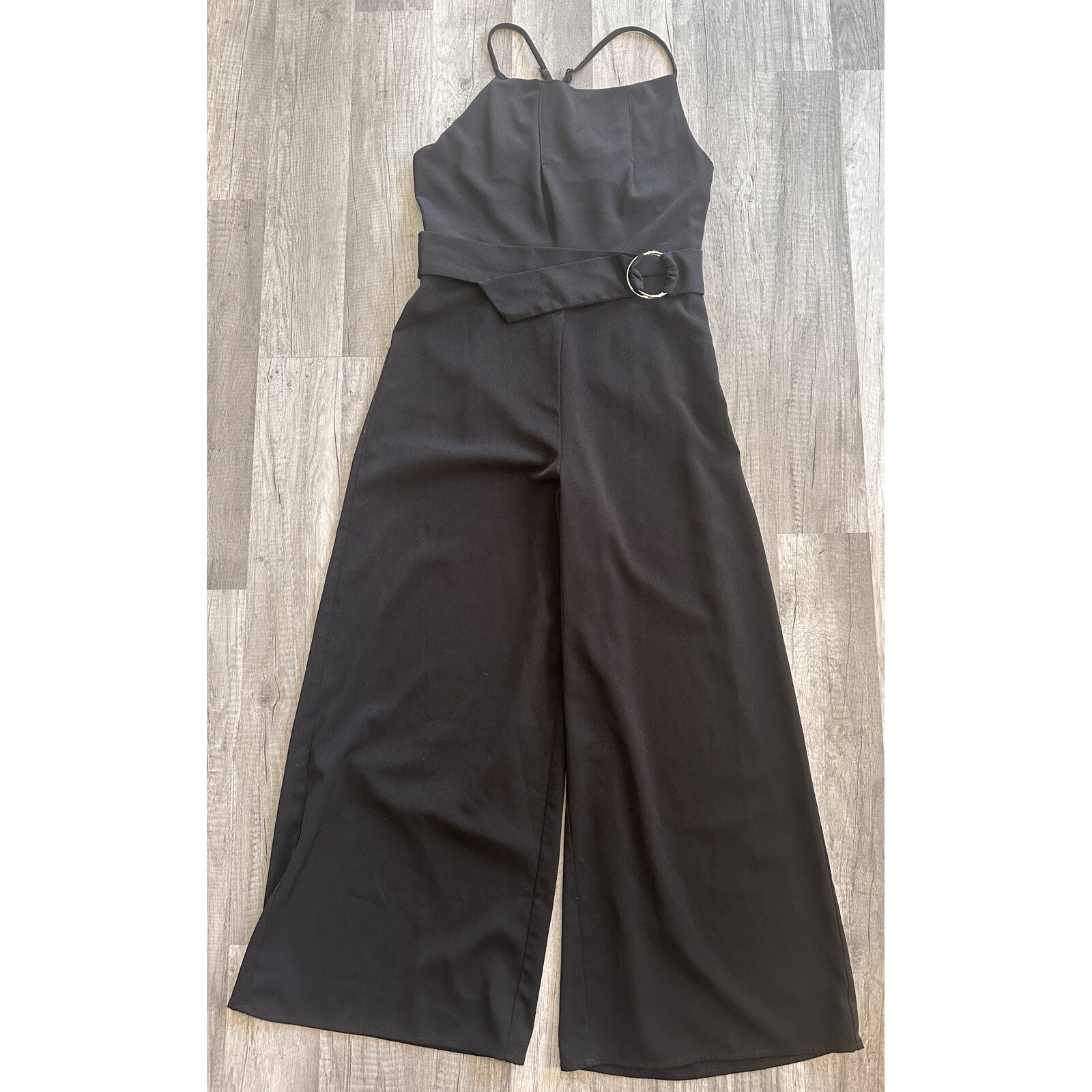 Urban Outfitters Women's Jumpsuit Size 0 Black Polyester Side Zipper Belt